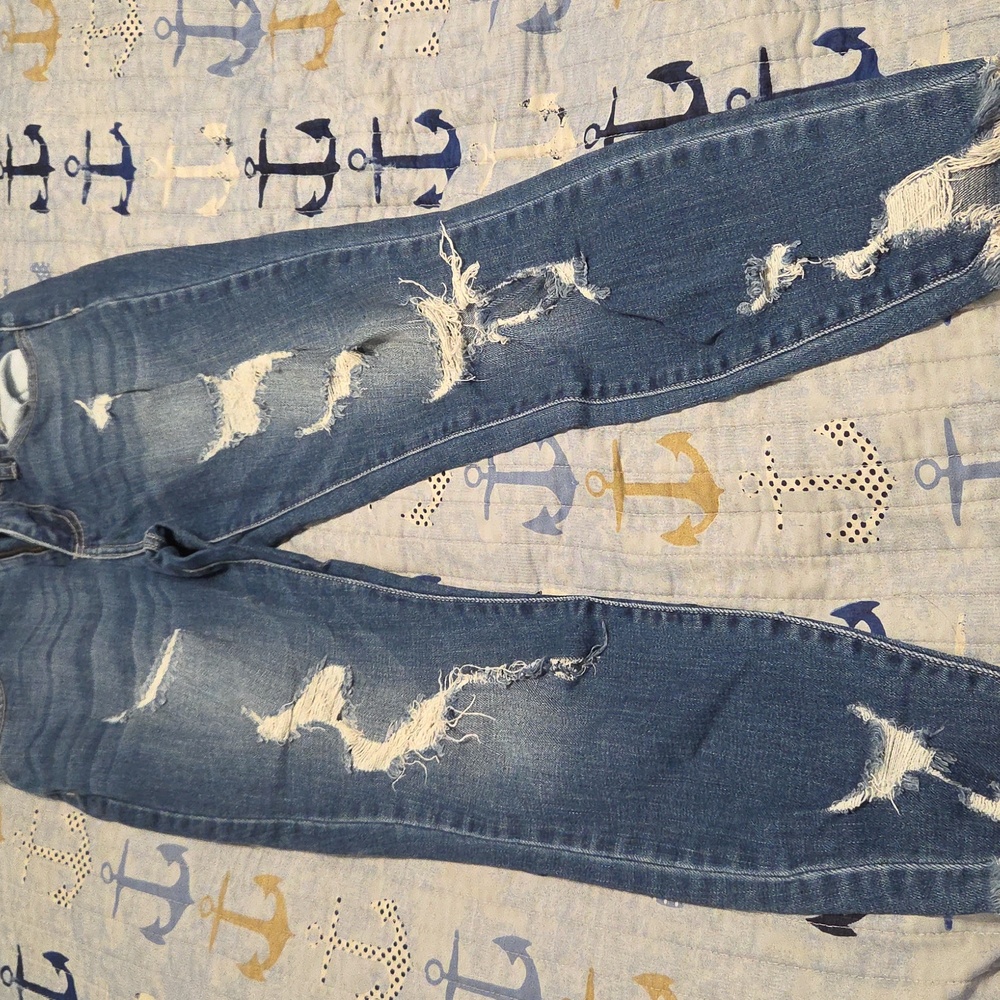 Cello Distressed Skinny Jeans in Blue